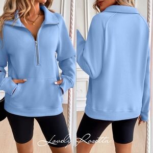 Light Blue Women's Quarter-Zip Pullover
